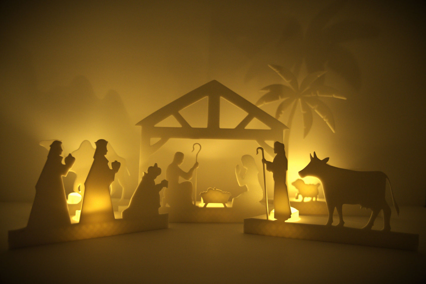 Nativity Scene with LED Lights – Modern Minimalist Christmas Décor 🎄 Holy Family Holiday Display – Unique Gift Idea