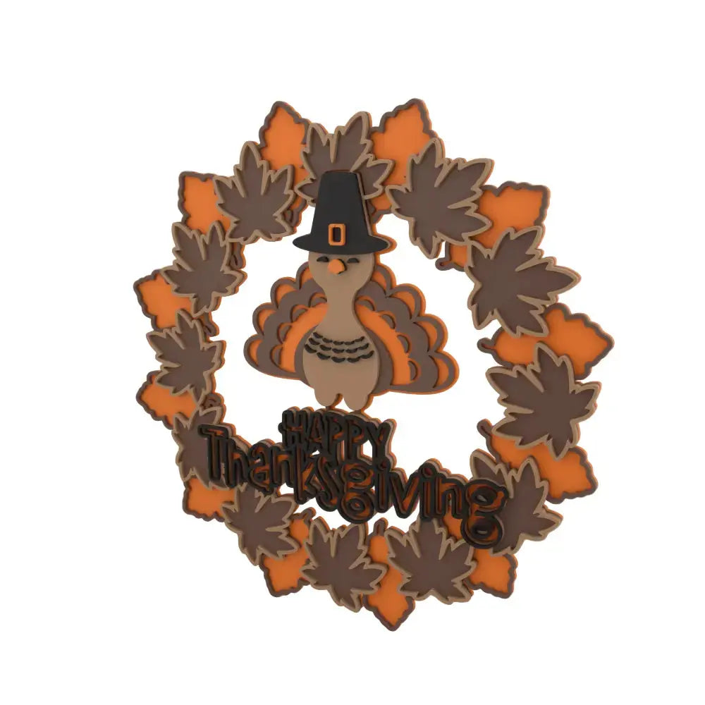 Thanksgiving Turkey Wreath Door Sign – Fall Maple Leaf Decor with “Happy Thanksgiving” Message | Autumn Harvest Wall Hanging for Home or Office Sancticraft