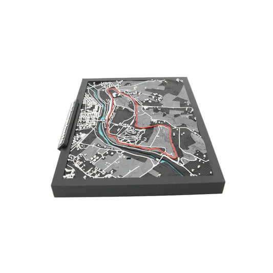 Imola circuit layered topographic racing model side angle