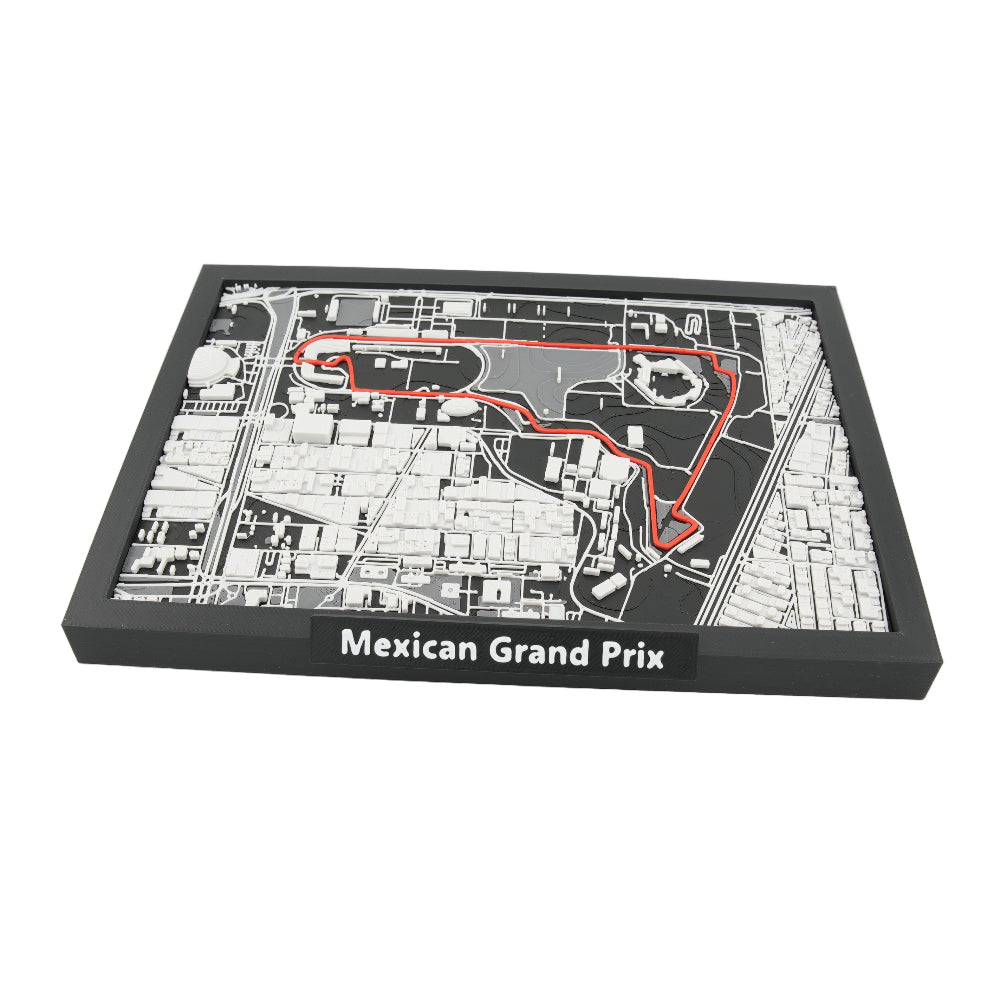 Mexican Grand Prix 3D Circuit Map - Layered Miniature Track Model and Modern Desk Decor | Framed Race Circuit Artwork