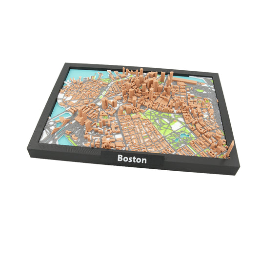3D Boston Skyline Map | Framed Wall Art | Miniature City Model | Boston Decor & Gift | Architectural Cityscape