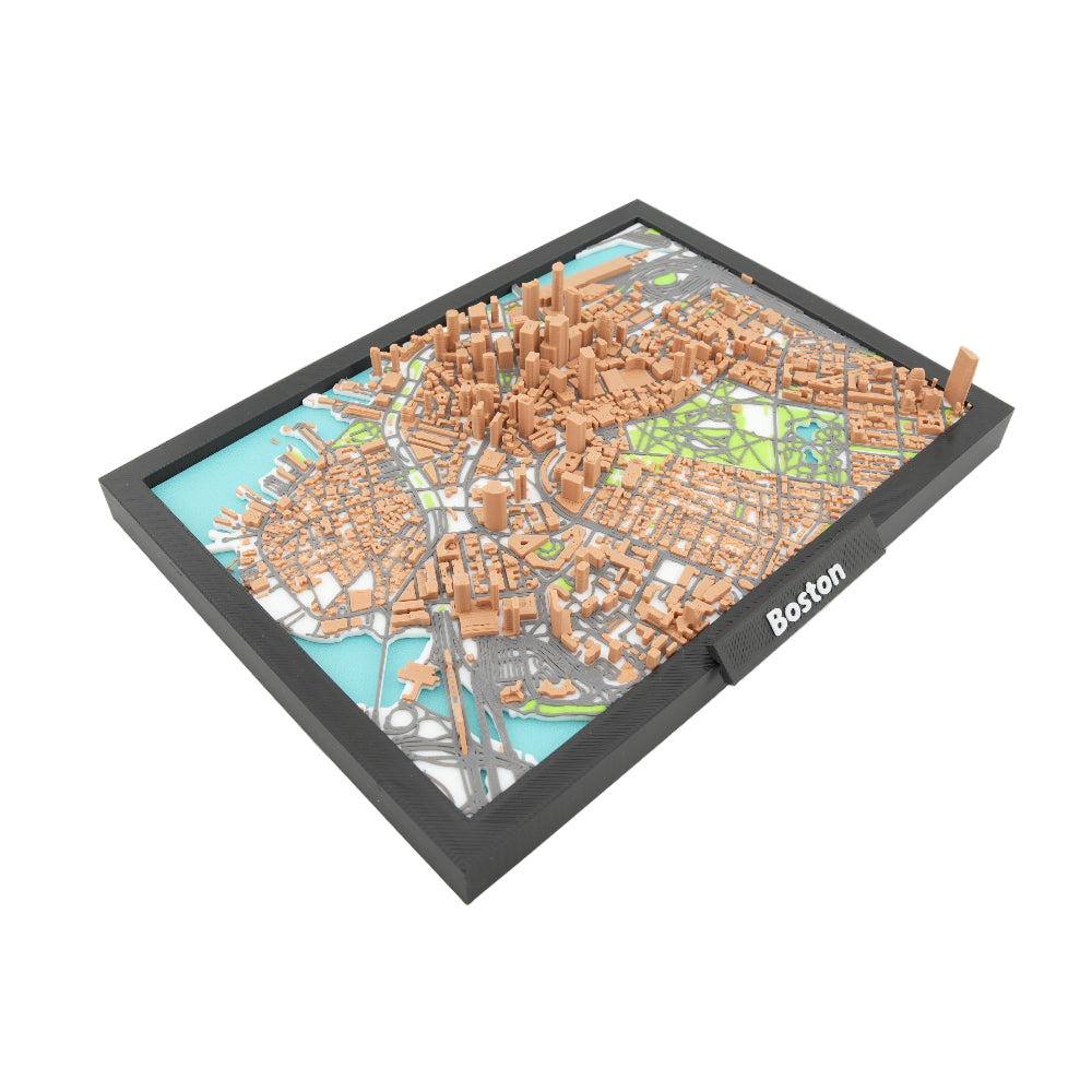 3D Boston Skyline Map | Framed Wall Art | Miniature City Model | Boston Decor & Gift | Architectural Cityscape