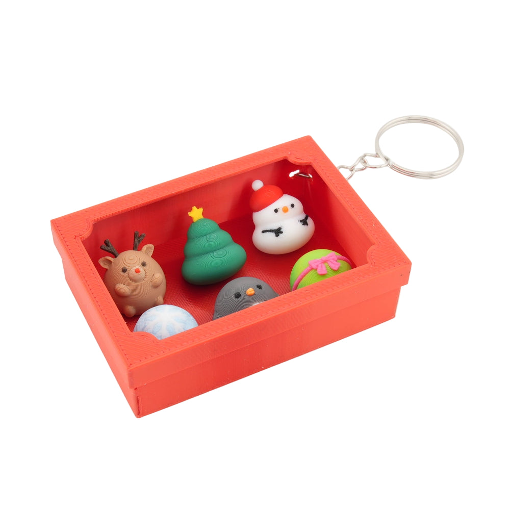 Holographic Christmas Bakery Box Ornament - Red Silk - Medium - 6 Figures