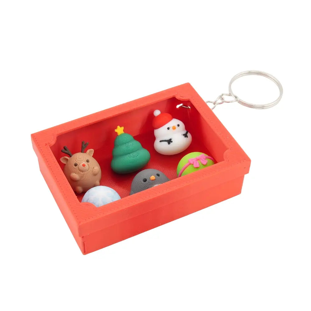 Holographic Glossy Red Christmas Keychain – Mini Holiday Charms in Display Box | Reindeer, Snowman, Tree & Gift Designs (Copy) Sancticraft
