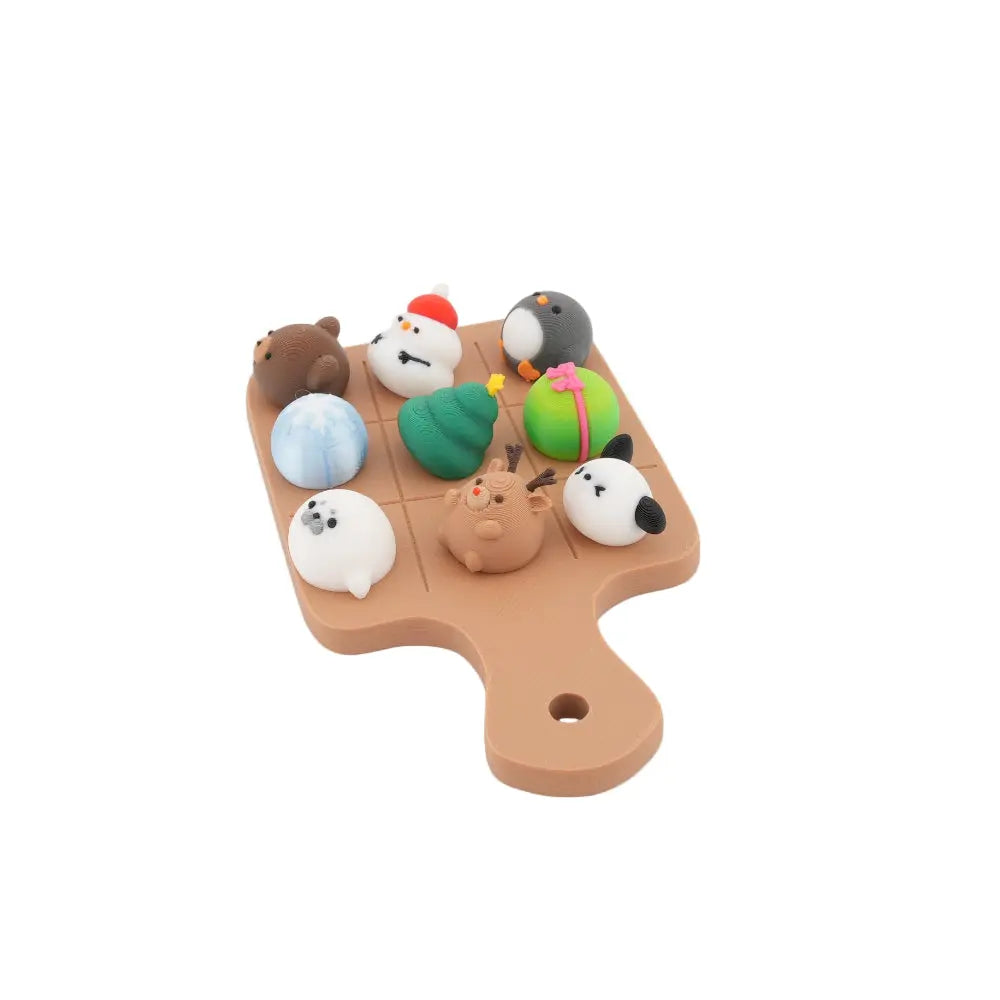 Christmas Mini Figurine Cheese Board Décor Set – Cute Holiday-Themed Plastic Ornaments on Decorative Display Board Sancticraft