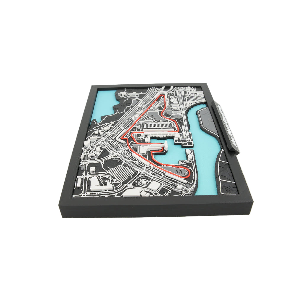 Abu Dhabi Grand Prix 3D Circuit Map - Framed Layered Track Model Art | Yas Marina Circuit Sculpture Decor | Motorsport Gift for Fans
