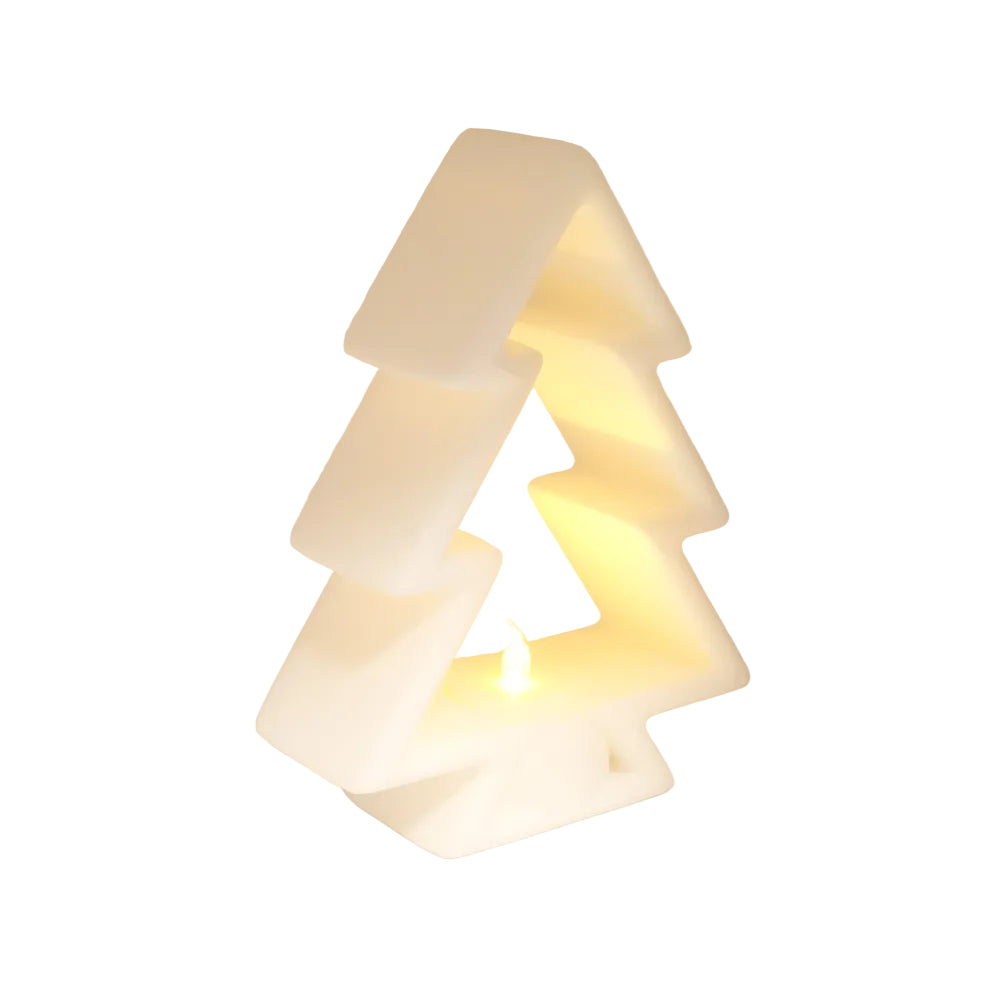 Modern Christmas Tree LED - Minimalist Holiday Table Decor and Warm White Flickering Light