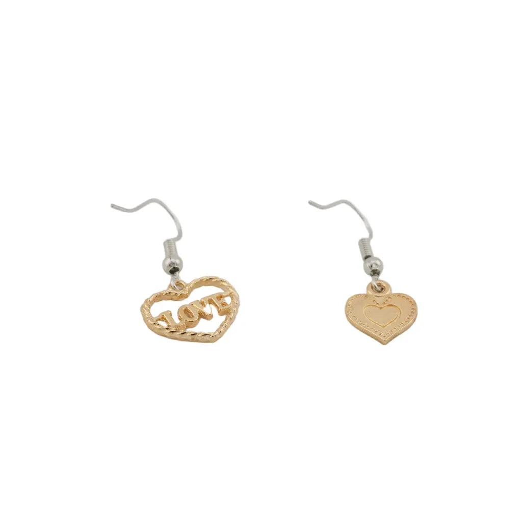 Gold Heart Dangle Earrings - Cute Romantic Gift Jewelry Sancticraft
