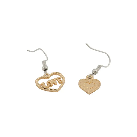 Gold Heart Dangle Earrings - Cute Romantic Gift Jewelry Sancticraft