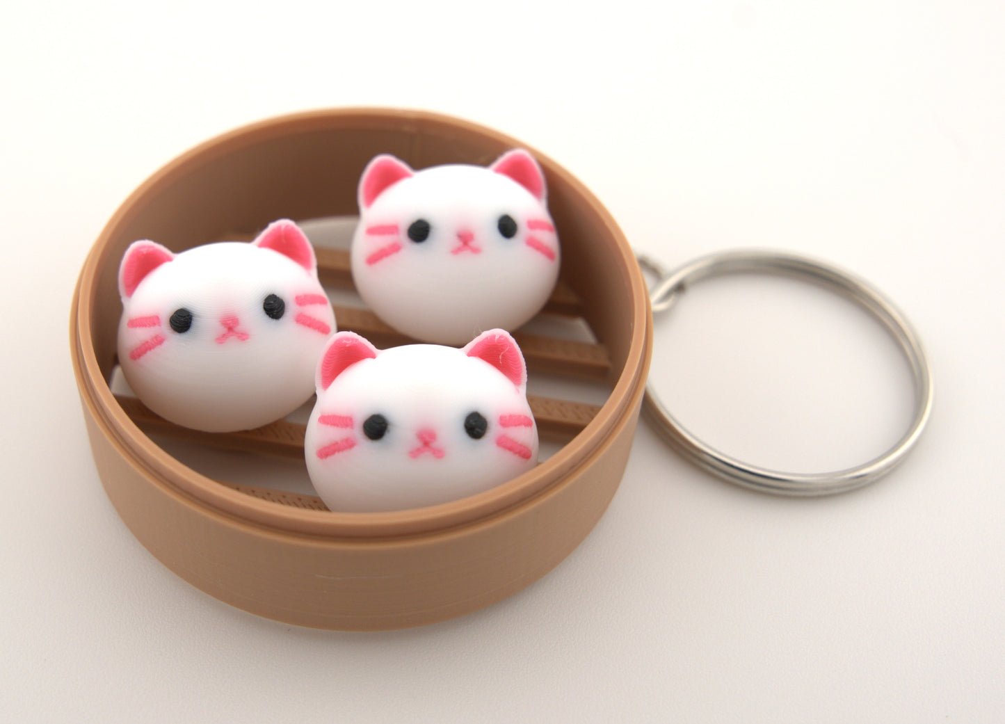 Cat Dim Sum Bun Keychain 🐱 - Cute and Unique Accessory for Animal Lovers 🐱 – Made in USA