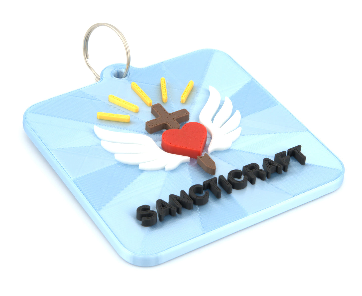 Sancticraft™ Keychain with Winged Heart & Cross | Christian Keyring | Religious Gift for Him Her | Inspirational Bag Charm