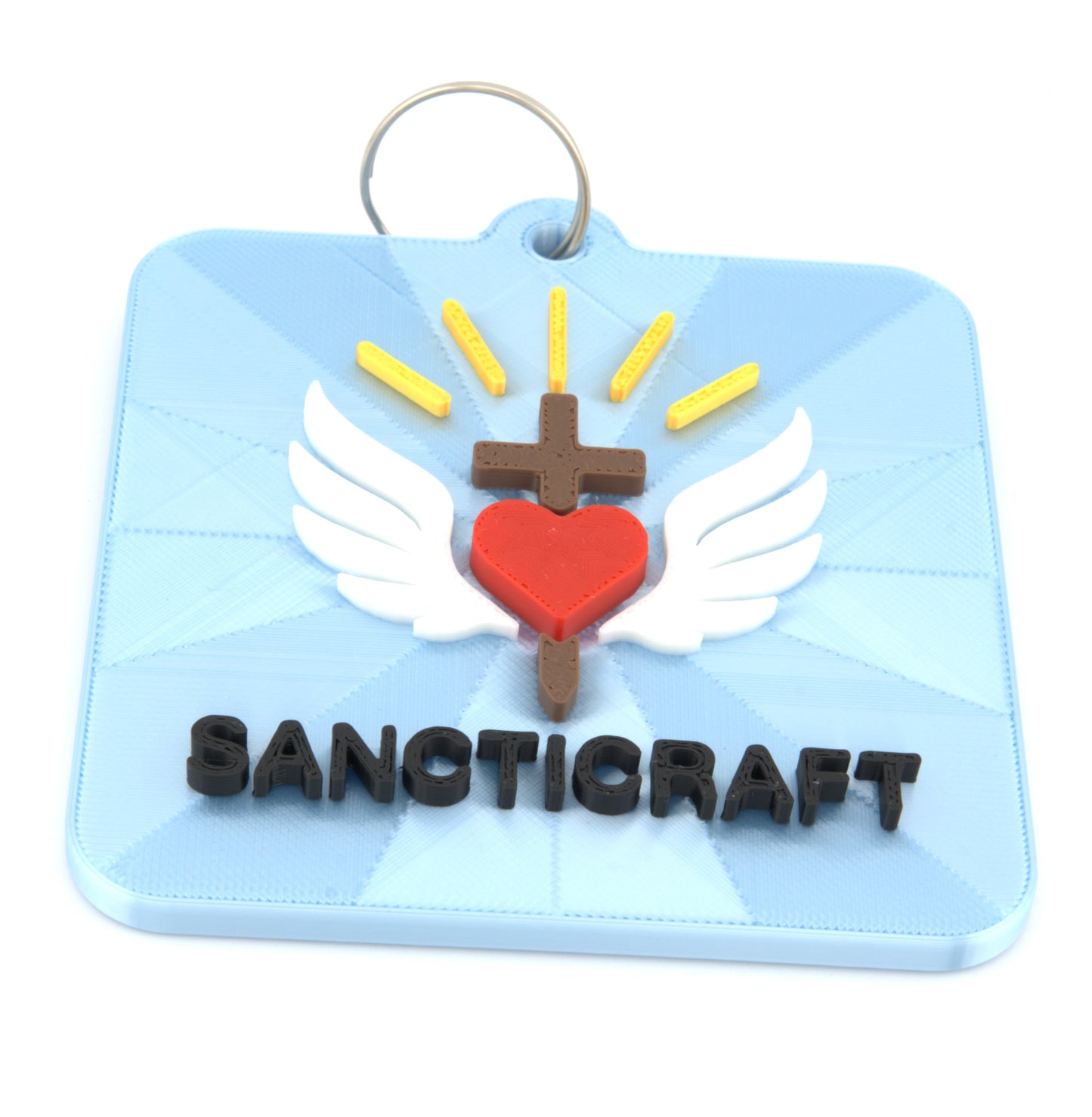 Sancticraft™ Keychain with Winged Heart & Cross | Christian Keyring | Religious Gift for Him Her | Inspirational Bag Charm