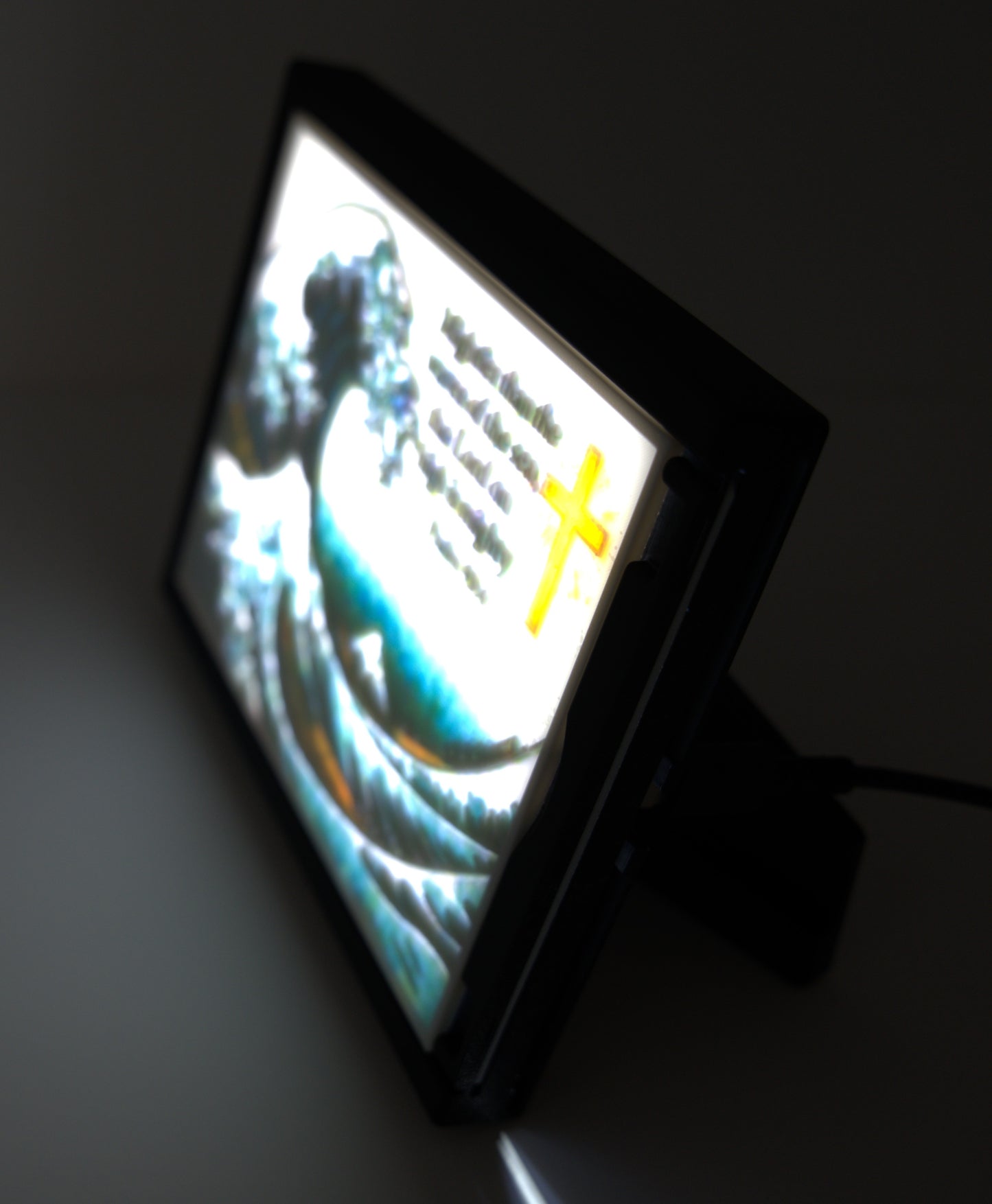 Mightier Than the Waves 3D Lithophane Lighted Frame - Psalm 93:4 Bible Verse Night Light - Christian Home Decor - Faith Gift for Hard Times - Made In USA