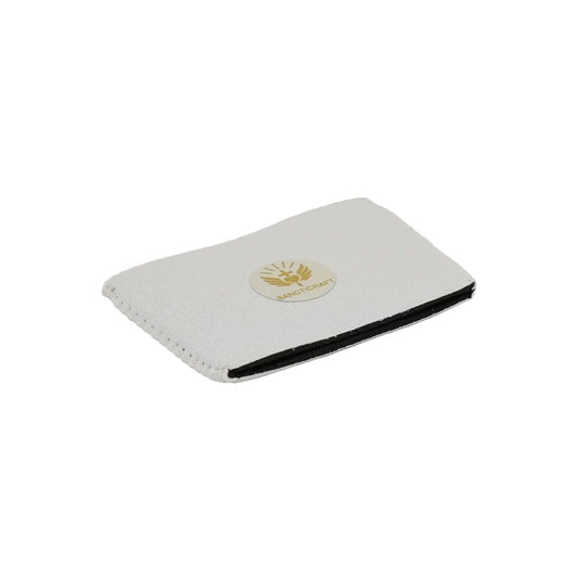White fold-flat can cooler sleeve with a black interior