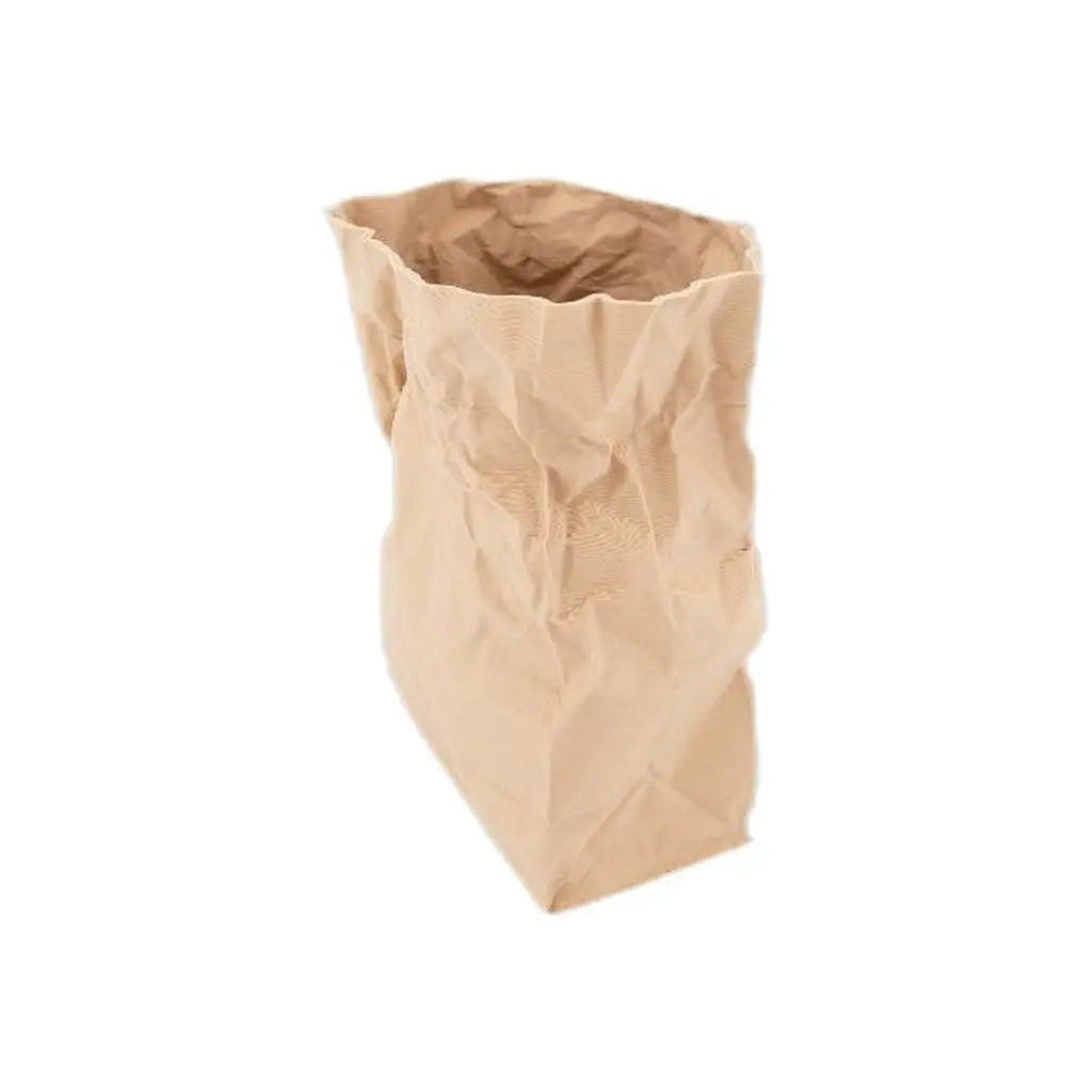 Desk container molded to look like a crumpled kraft paper bag