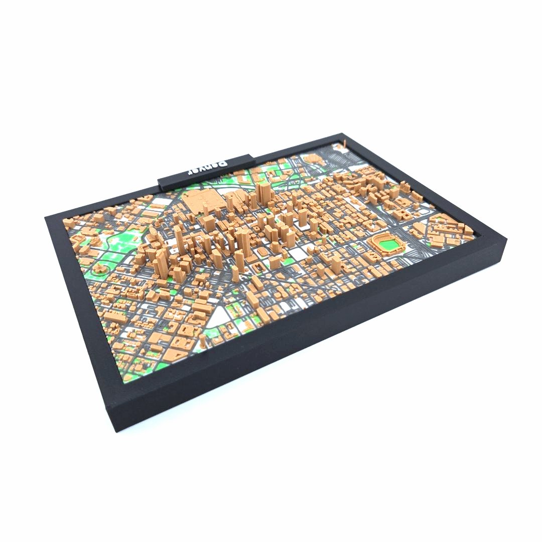 3D Miniature Model of Downtown Denver – Framed Architectural Cityscape with Landmarks