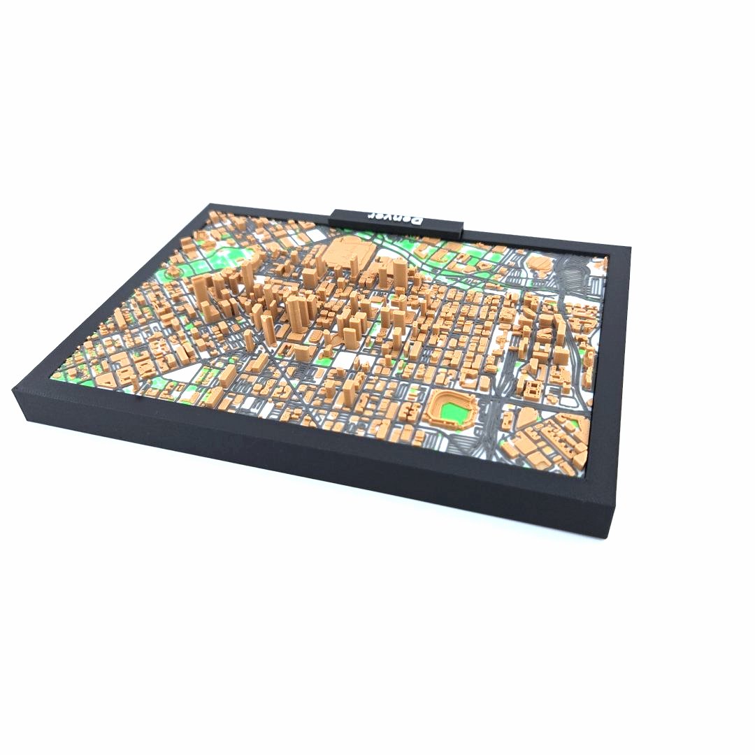 3D Miniature Model of Downtown Denver – Framed Architectural Cityscape with Landmarks
