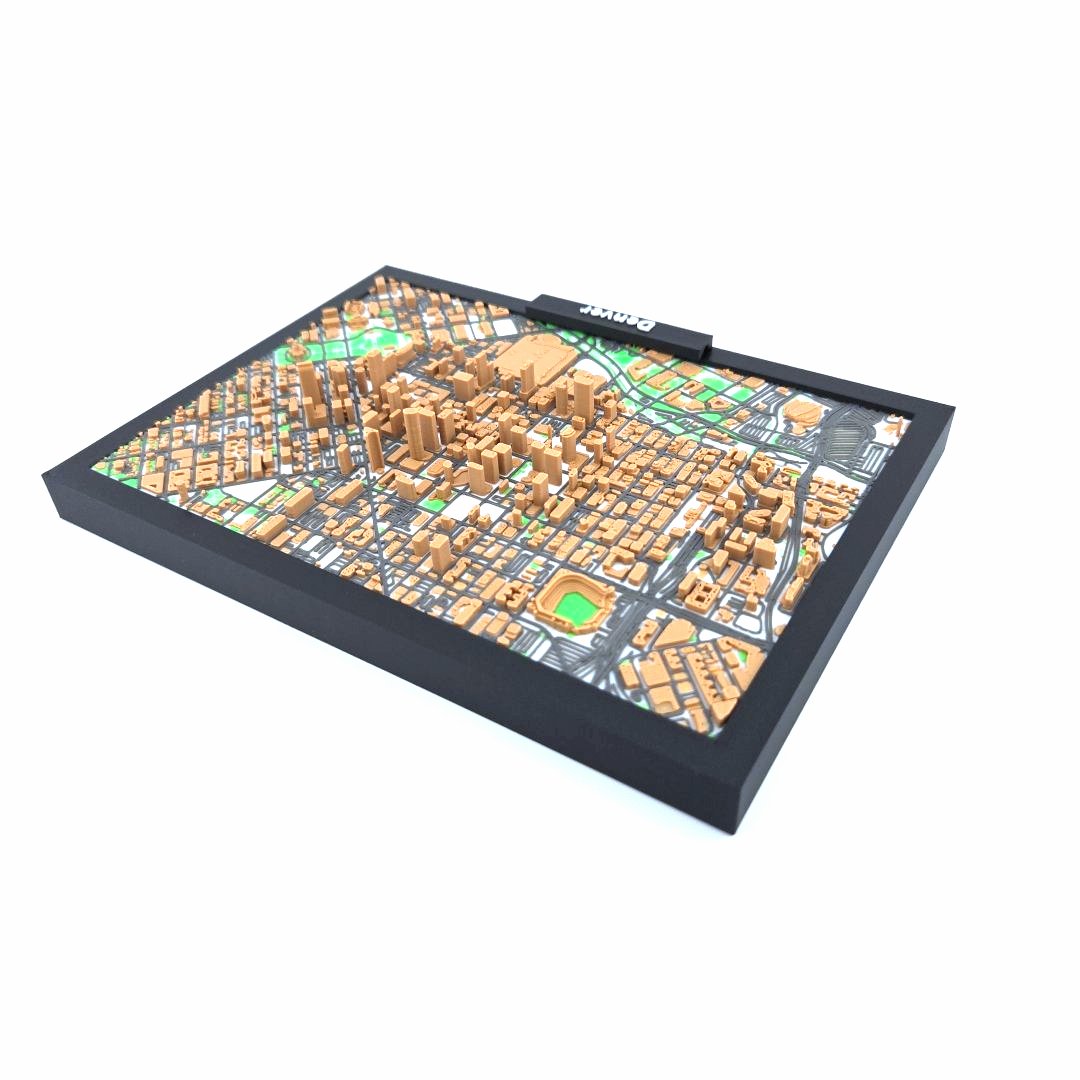 3D Miniature Model of Downtown Denver – Framed Architectural Cityscape with Landmarks