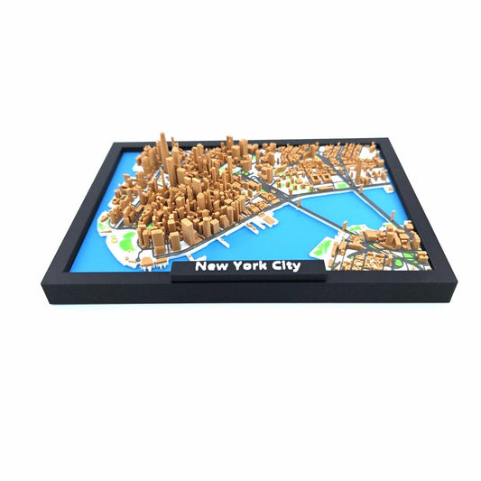 3D Miniature Model of New York City – Framed Architectural Cityscape with Landmarks
