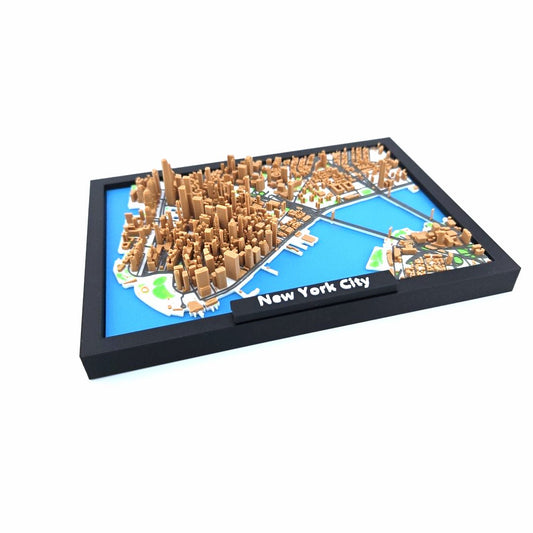 3D Miniature Model of New York City – Framed Architectural Cityscape with Landmarks
