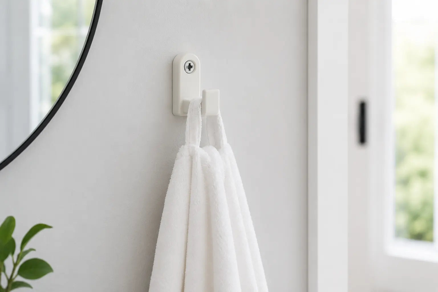 Minimal Wall Hook - White Screw-Mounted Coat and Towel Hook Sancticraft