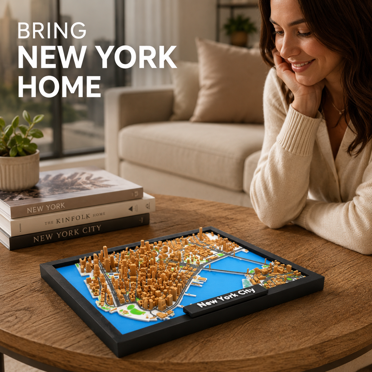New York City 3D Map - Framed Skyline Model