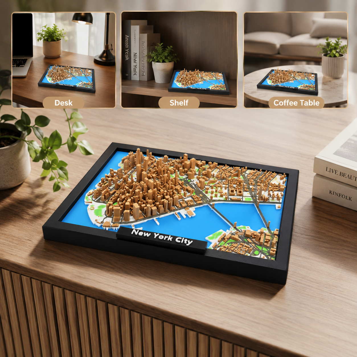 New York City 3D Map - Framed Skyline Model