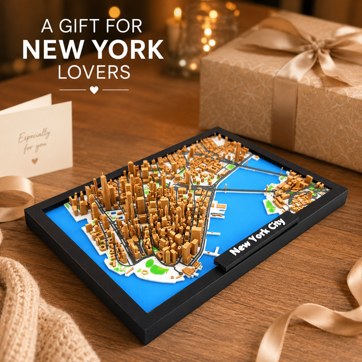 New York City 3D Map - Framed Skyline Model