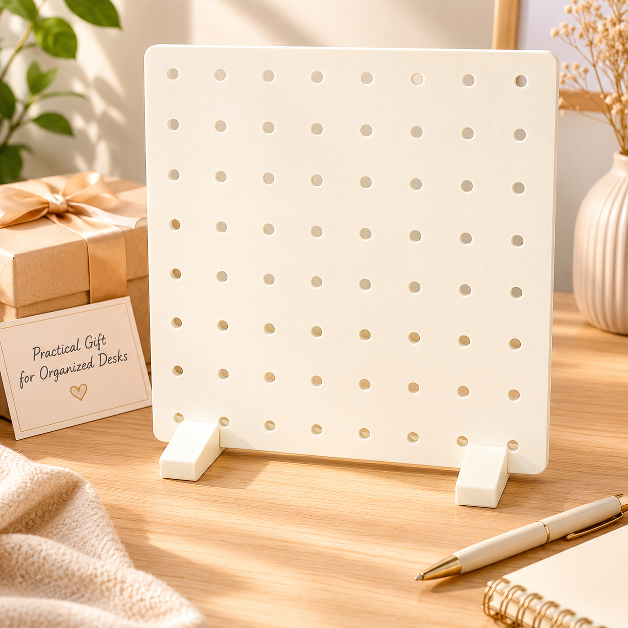 9" x 9" Desktop Pegboard Display with Stand - Organizer Panel