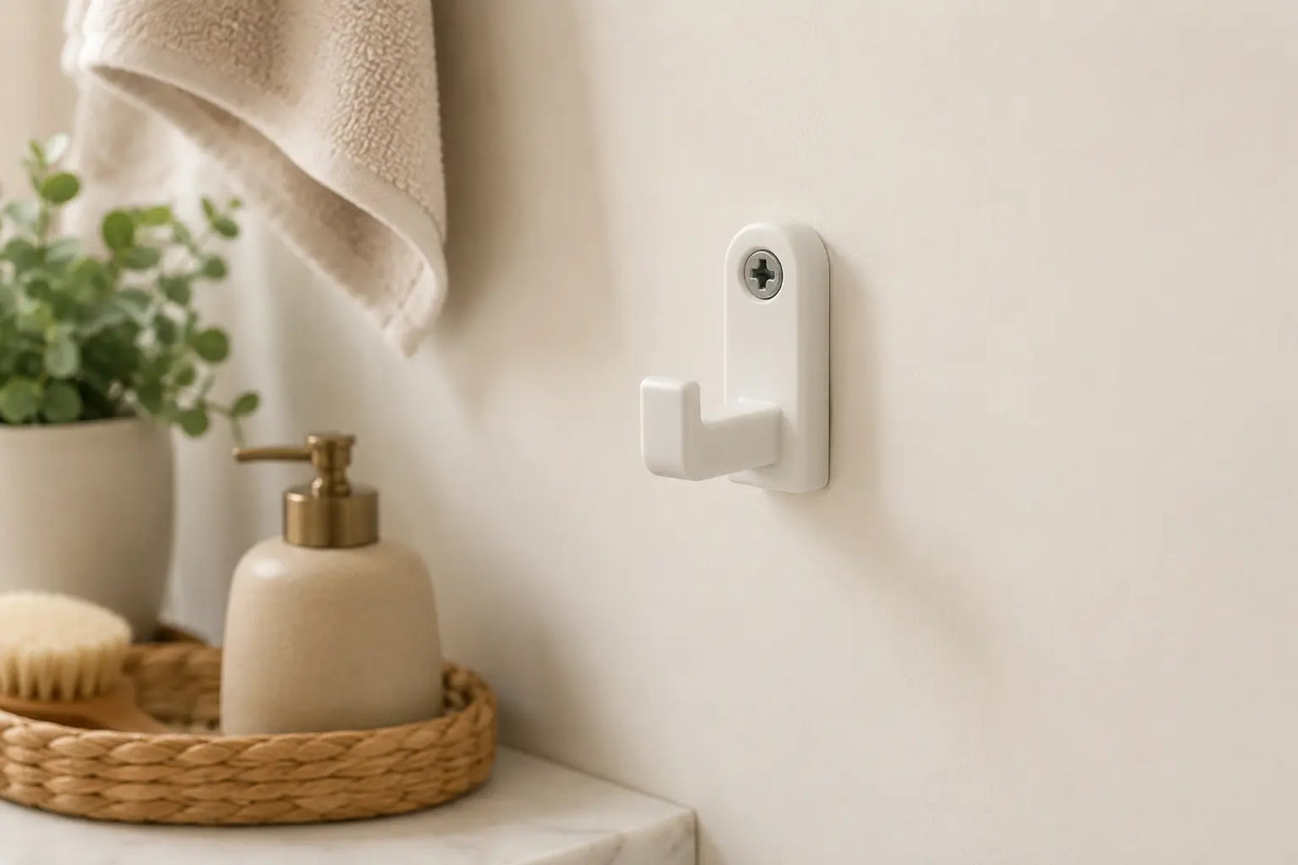 Minimal Wall Hook - White Screw-Mounted Coat and Towel Hook Sancticraft