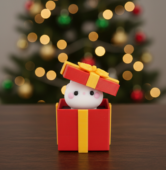 Holiday Gift Box Clicker – Christmas Pop-Up Fidget with Festive Red & Yellow Present Design