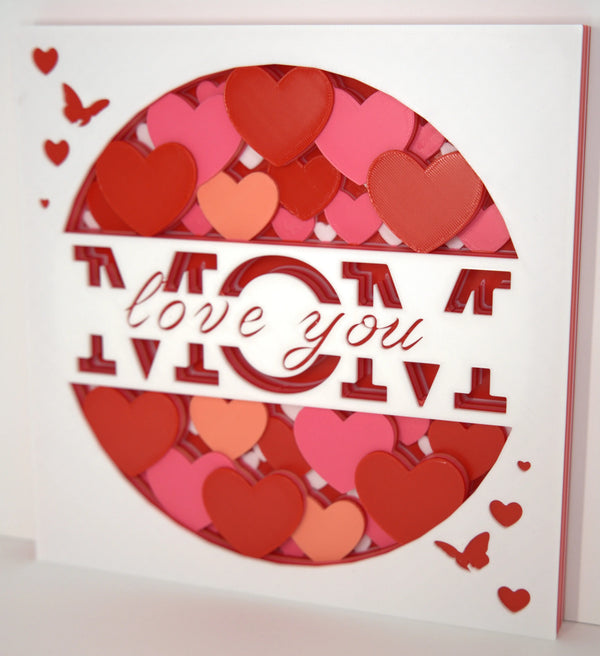 MOM Love You decorative plate handmade Mother's Day gift with red heart design