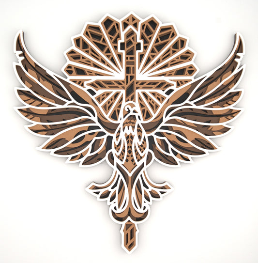 Dove of Peace Wall Art – Christian Easter Cross Decor – Baptism Gift – 3D Layered Religious Symbol – Spiritual Home Accent USA Made