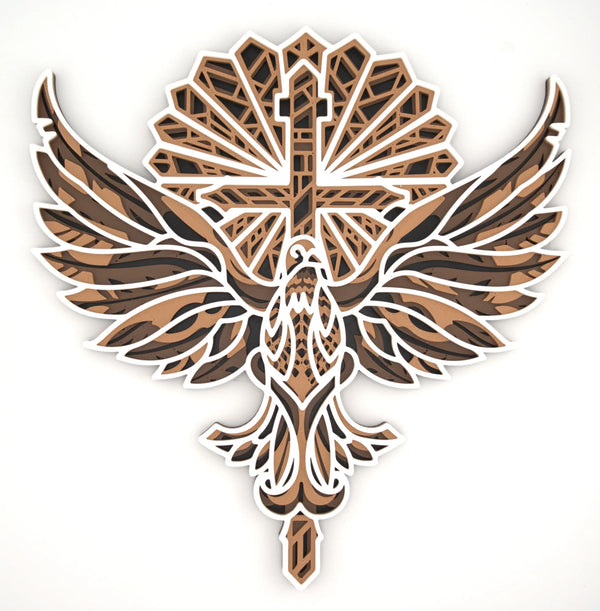 Dove of Peace wall art 3D Christian cross and dove decor