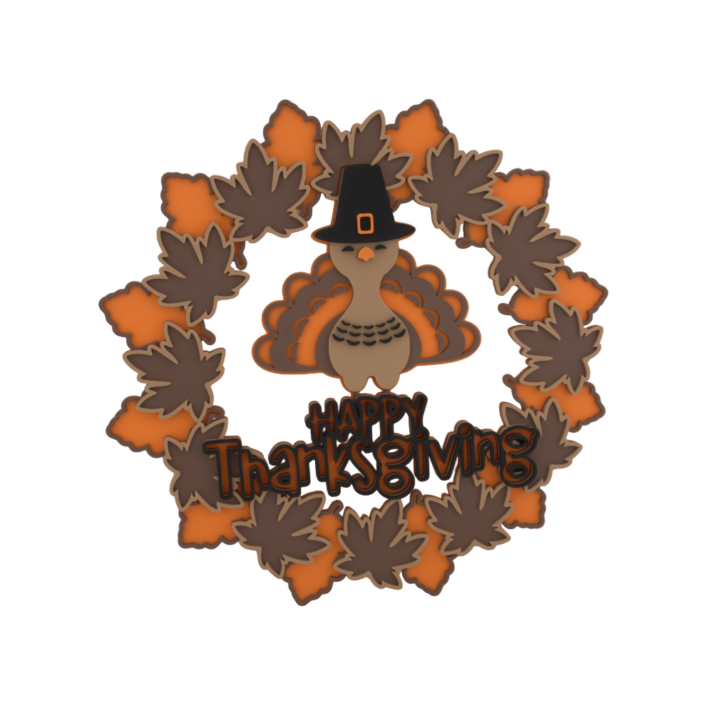 Thanksgiving Turkey Wreath Door Sign – Fall Maple Leaf Decor with “Happy Thanksgiving” Message | Autumn Harvest Wall Hanging for Home or Office