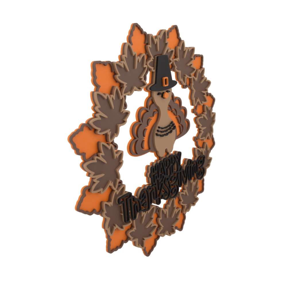 Thanksgiving Turkey Wreath Door Sign – Fall Maple Leaf Decor with “Happy Thanksgiving” Message | Autumn Harvest Wall Hanging for Home or Office