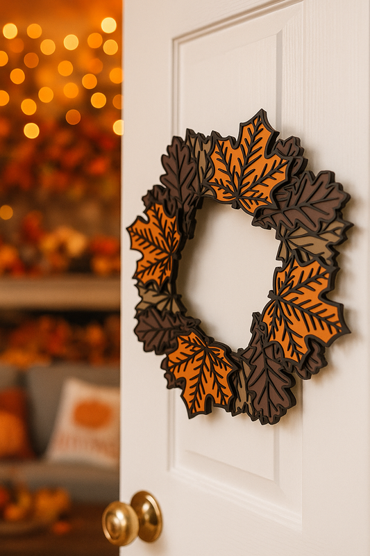 Fall Wreath for Door – Autumn Leaf Wall Hanging, Rustic Farmhouse Thanksgiving Decor, Cozy Seasonal Harvest Home Accent