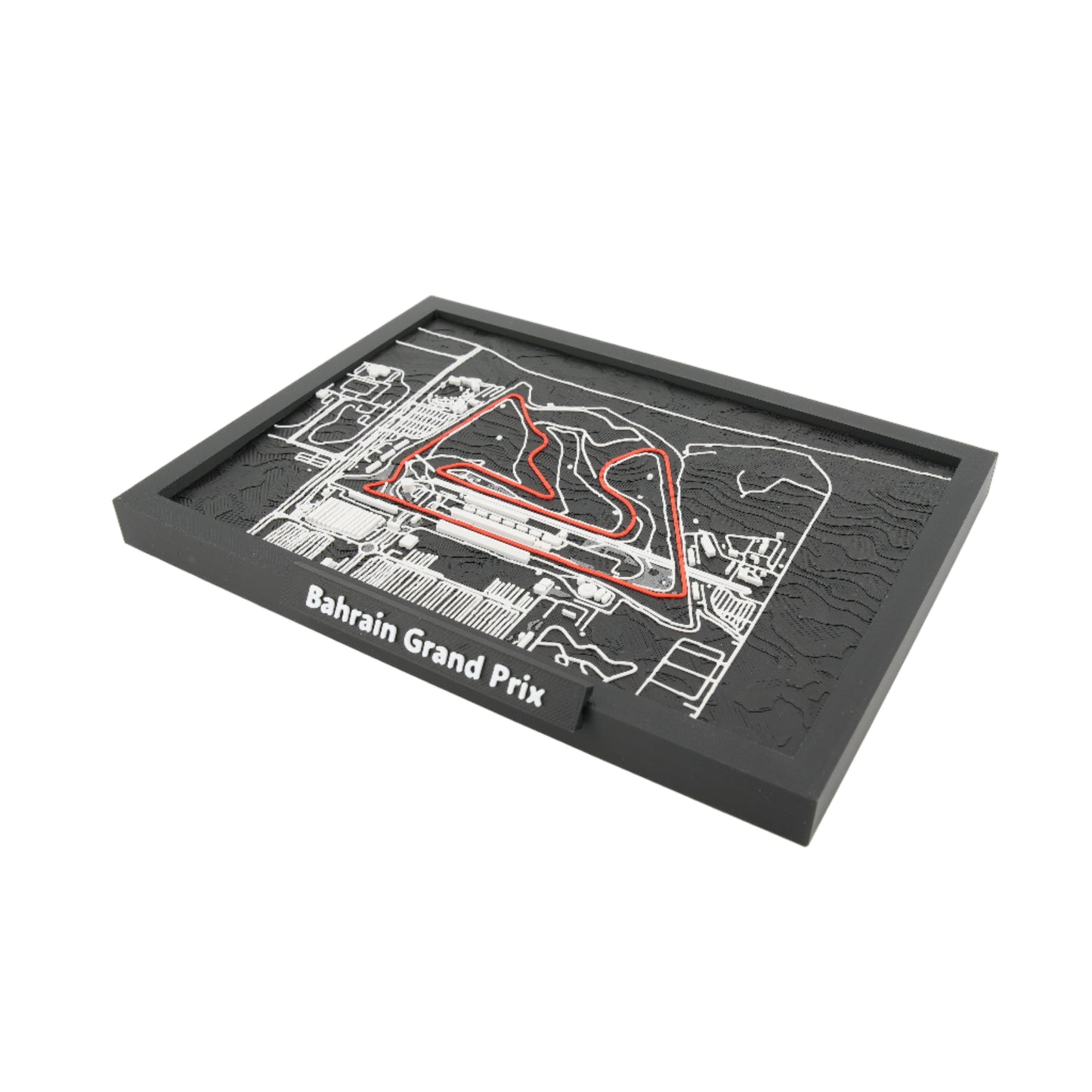 Bahrain Grand Prix 3D Circuit Map – Layered Topographic Racing Track Model | Framed Motorsport Desk Decor | Premium Collector Display Piece (10" x 7")