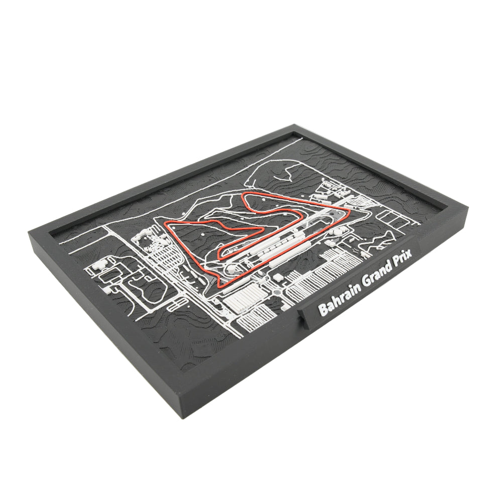 Bahrain Grand Prix 3D Circuit Map – Layered Topographic Racing Track Model | Framed Motorsport Desk Decor | Premium Collector Display Piece (10" x 7")
