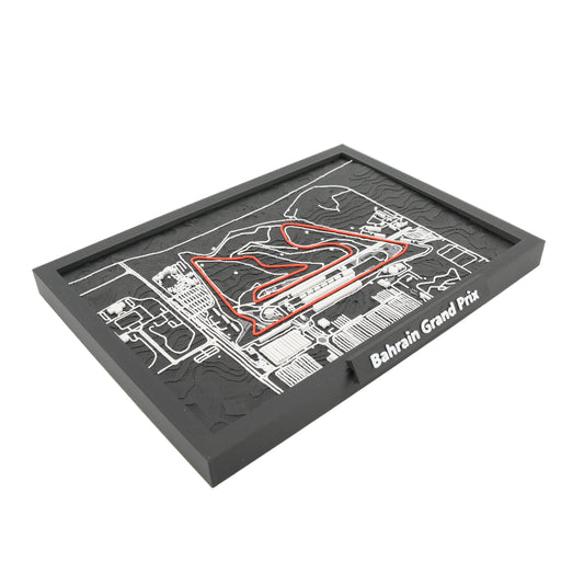 Bahrain Grand Prix 3D Circuit Map – Layered Topographic Racing Track Model | Framed Motorsport Desk Decor | Premium Collector Display Piece (10" x 7")