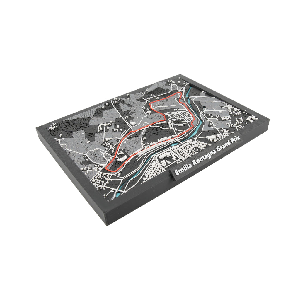 F1 Style Emilia Romagna Grand Prix 3D Track Map – Layered Topographic Racing Circuit Model | Desktop Decor for Motorsport Fans