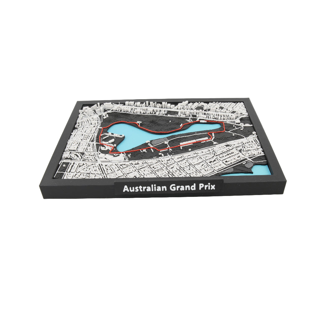 Australian Grand Prix 3D Track Model - Framed Albert Park Circuit Map Display - Layered Topographic Motorsport Decor