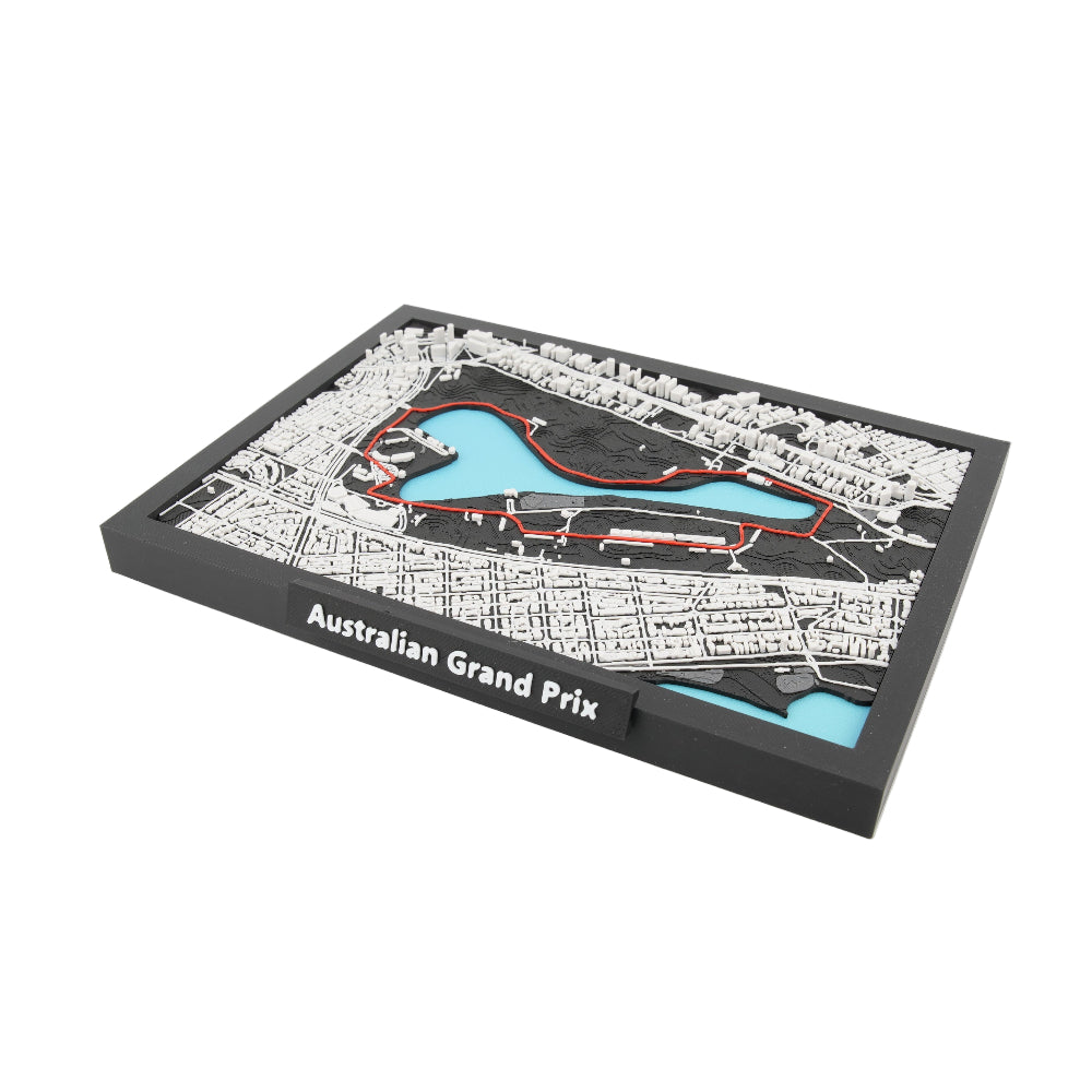 Australian Grand Prix 3D Track Model - Framed Albert Park Circuit Map Display - Layered Topographic Motorsport Decor