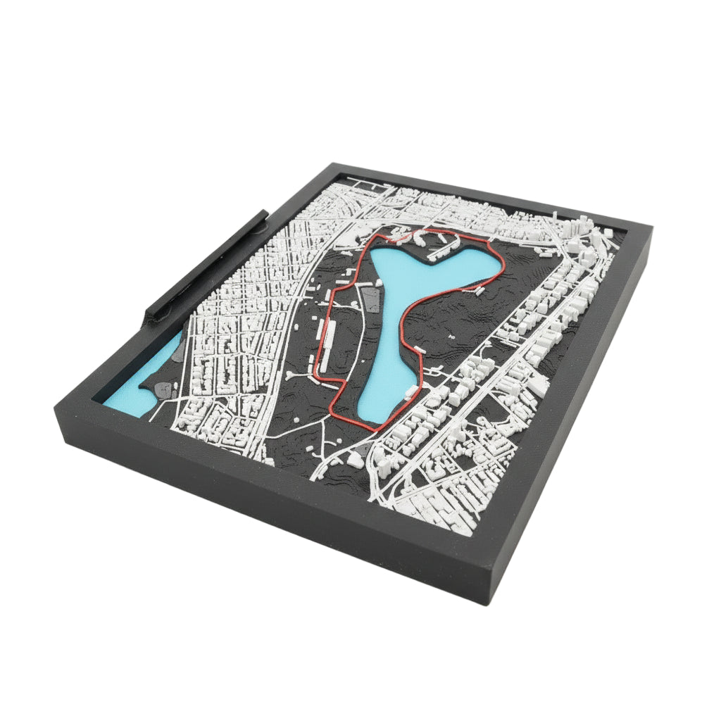 Australian Grand Prix 3D Track Model - Framed Albert Park Circuit Map Display - Layered Topographic Motorsport Decor