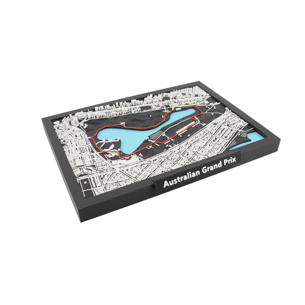 Australian Grand Prix 3D Track Model - Framed Albert Park Circuit Map Display - Layered Topographic Motorsport Decor