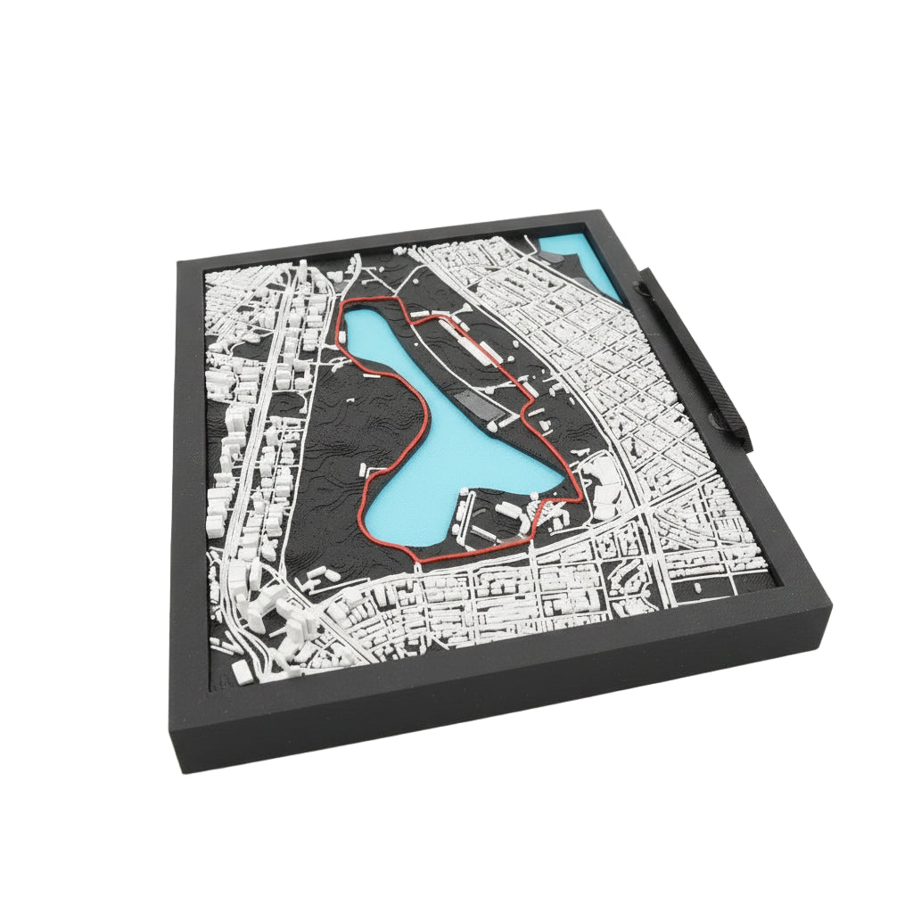 Australian Grand Prix 3D Track Model - Framed Albert Park Circuit Map Display - Layered Topographic Motorsport Decor