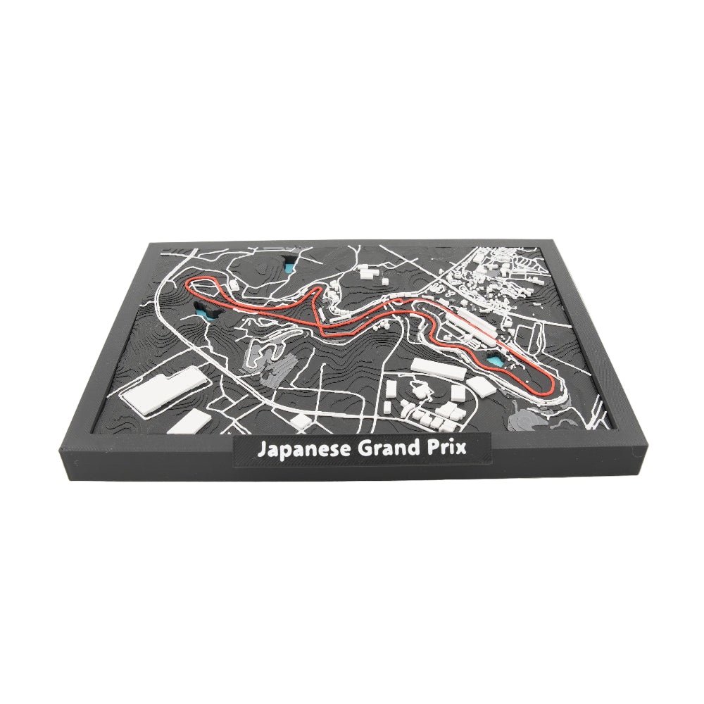 Japanese Grand Prix 3D Track Map Display - Layered Topographic Racing Circuit Model Decor and Collector Gift - Desktop or Wall Art