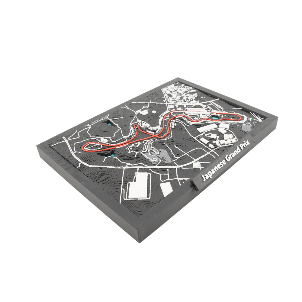 Japanese Grand Prix 3D Track Map Display - Layered Topographic Racing Circuit Model Decor and Collector Gift - Desktop or Wall Art