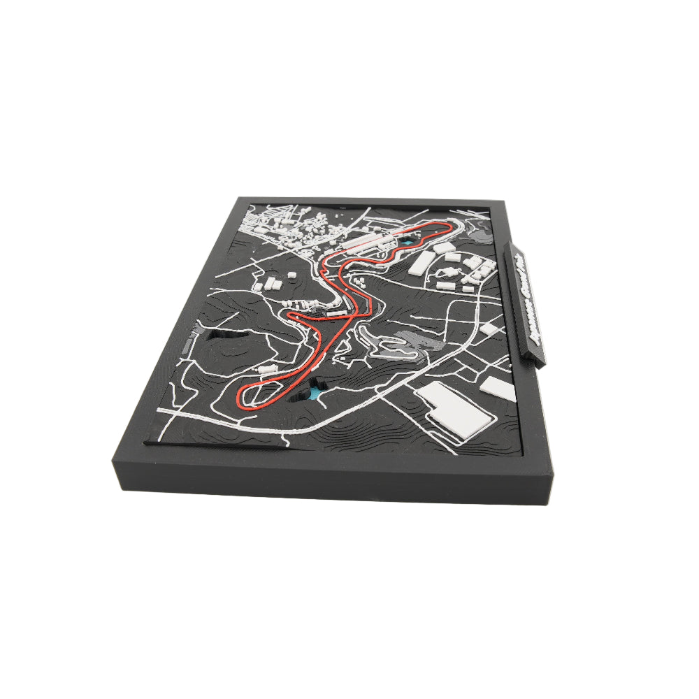Japanese Grand Prix 3D Track Map Display - Layered Topographic Racing Circuit Model Decor and Collector Gift - Desktop or Wall Art
