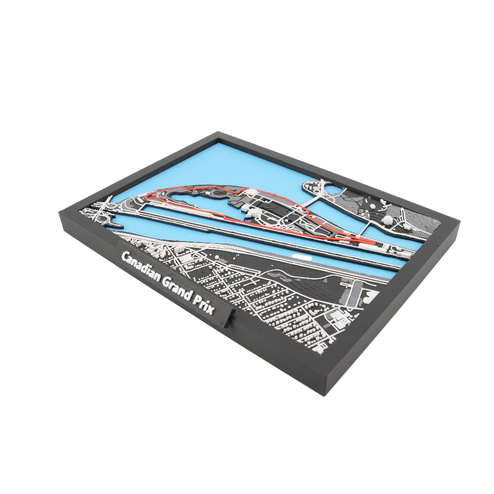Canadian Grand Prix 3D Circuit Map - Layered Track Artwork and Desk Decor - Miniature Race Circuit Model in Framed Display (7-1/4 x 5-5/16)